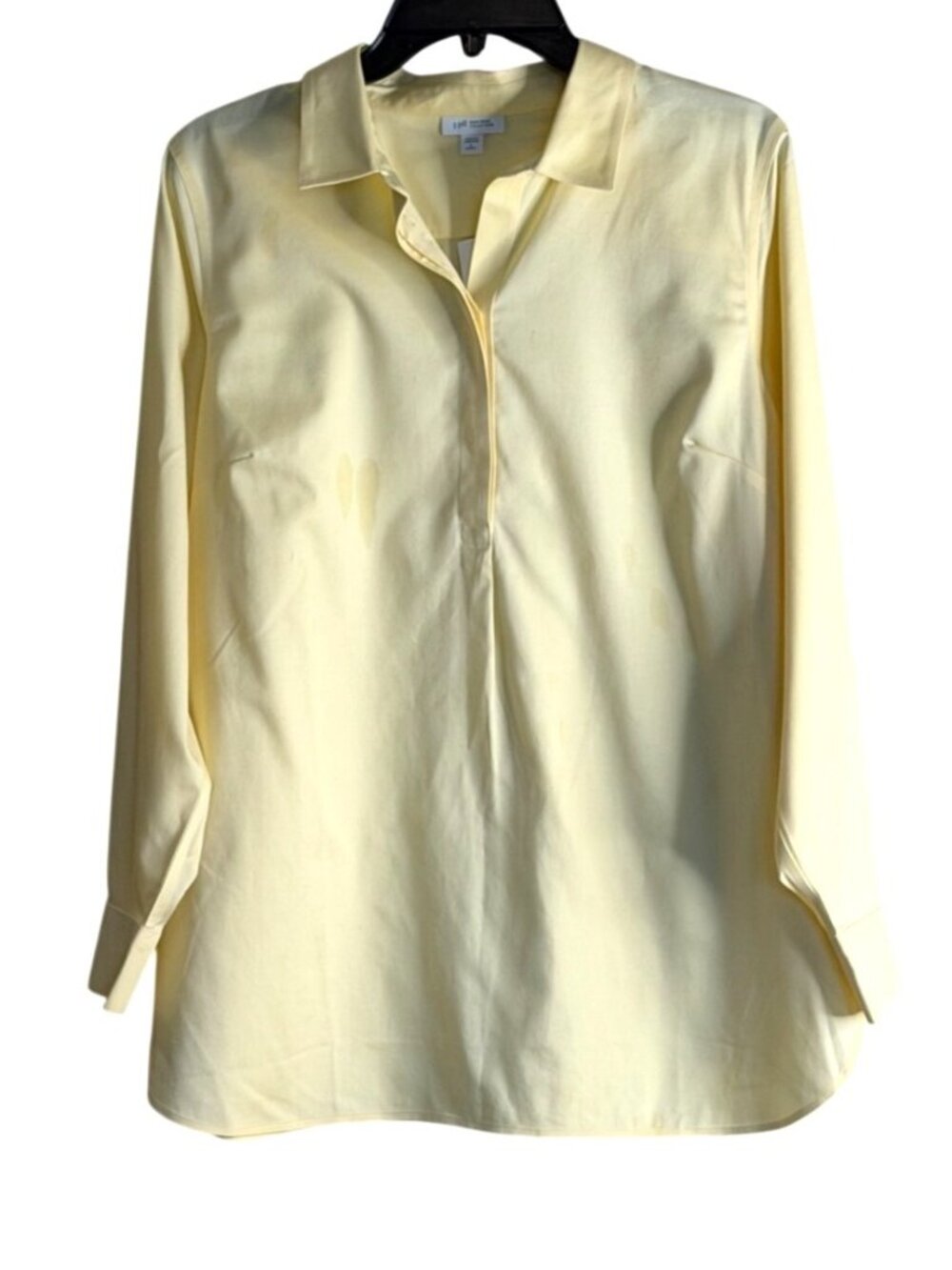 J. Jill Oversized Popover Tunic Long Sleeve Button Front Collar Yellow Size LP